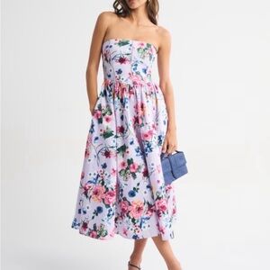 Abercrombie & Fitch Strapless Floral Dress - Pink and lavander